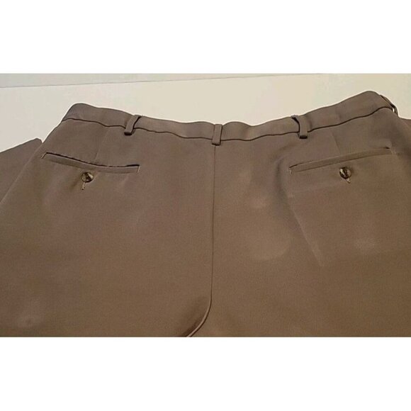 George Khaki Chino Pants Mens 40x30 Beige Half Elastic Waist Straight Cotton - Picture 3 of 7